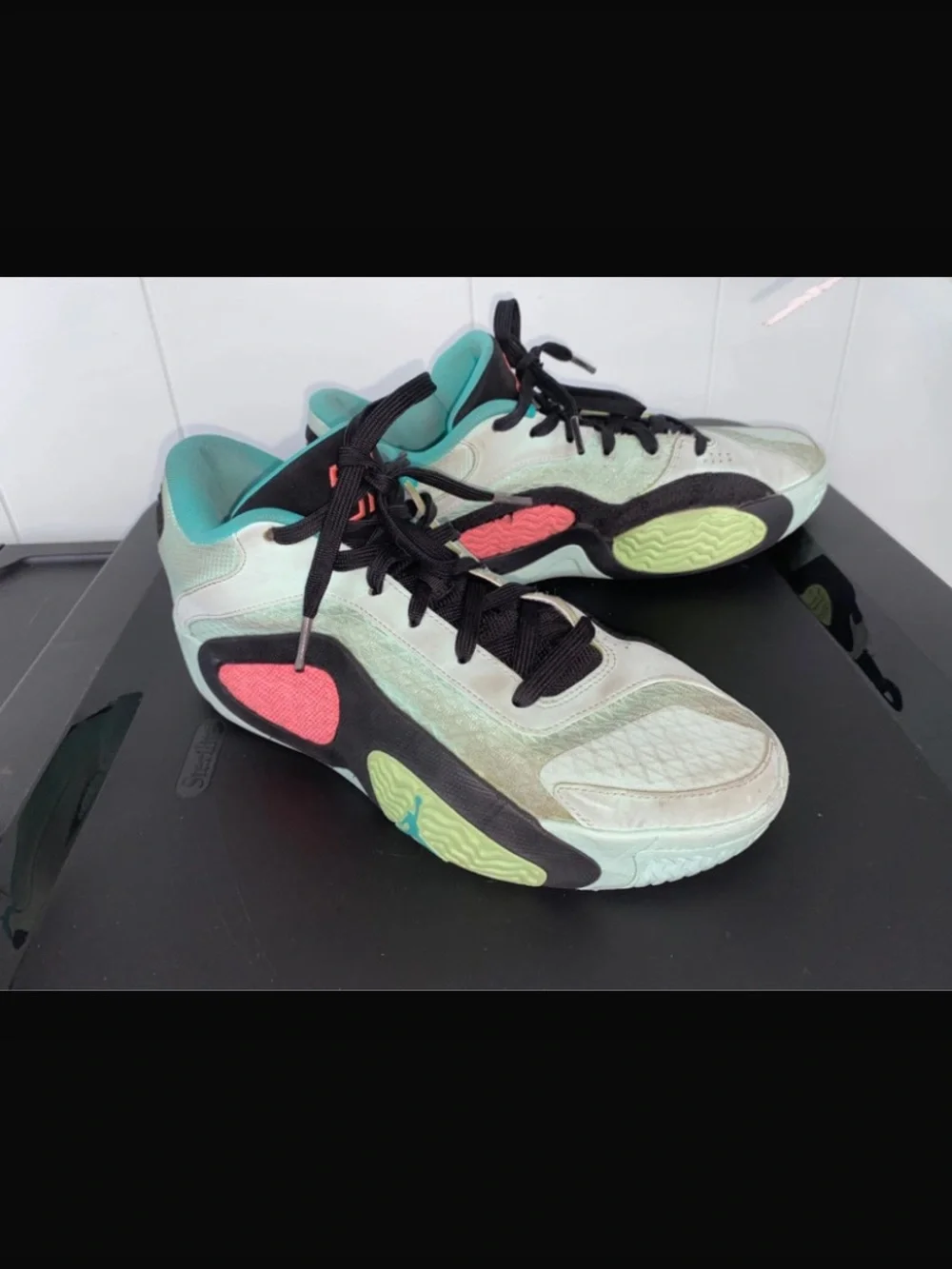 Jordan Men's Low-Top Athletic Sneakers in Aqua, Coral & Black